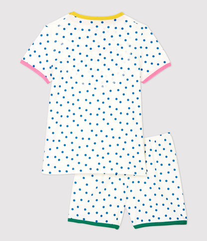 女童白色圆点棉套装