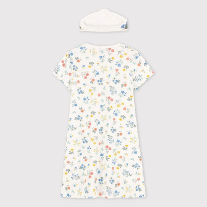 女童白色棉连衣裙套装