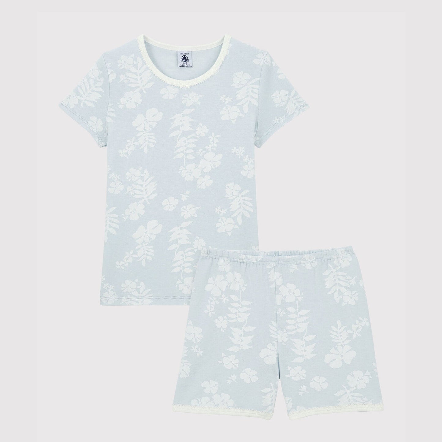 女童浅蓝色印花棉套装