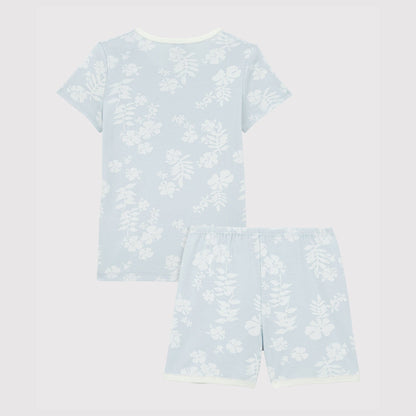 女童浅蓝色印花棉套装