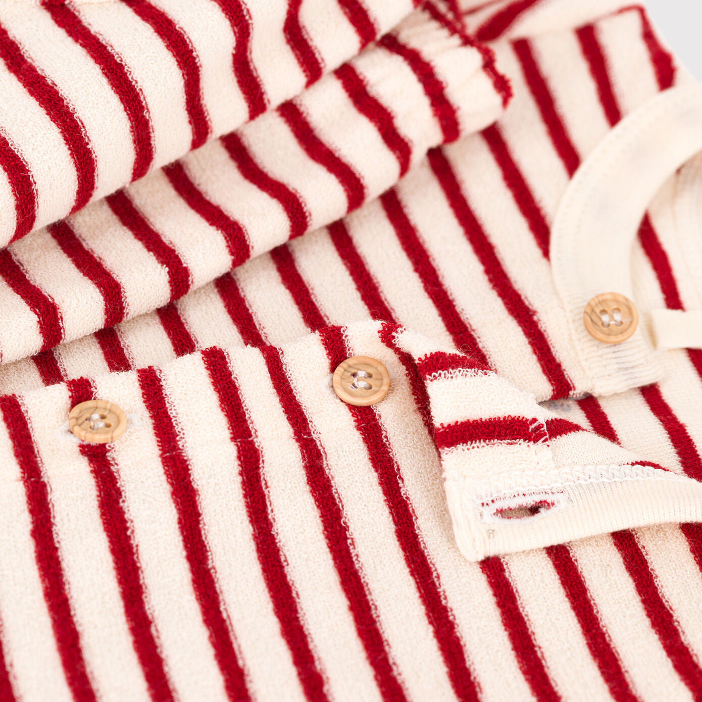 婴儿红色条纹棉套装