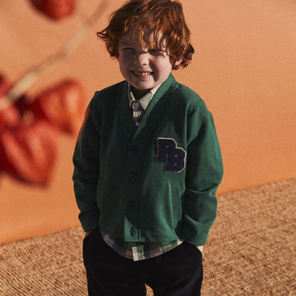 男童绿色棉开衫