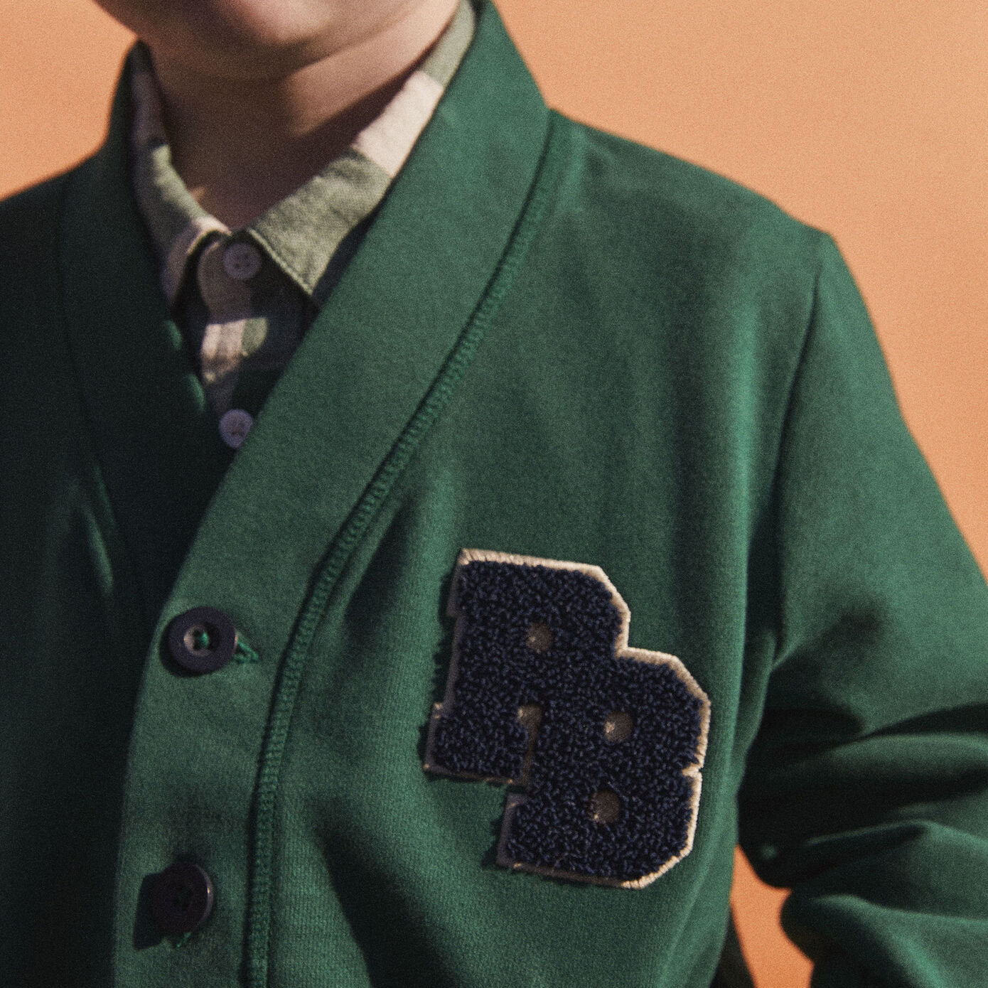 男童绿色棉开衫