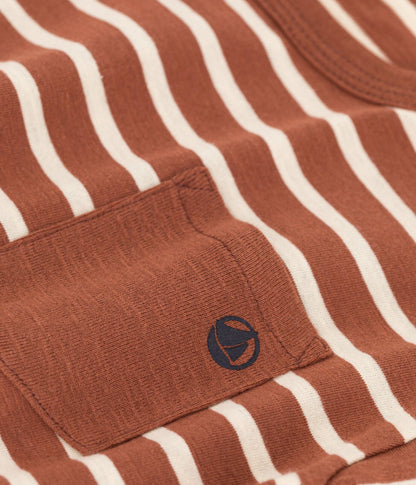 男童红色条纹棉T恤