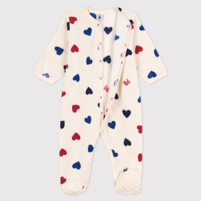 婴儿白色心形连体衣