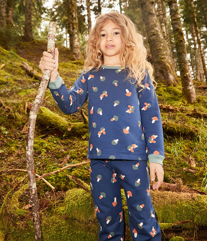 男童藏青色印花棉睡衣套装