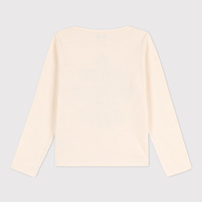 女童象牙白Logo棉T恤