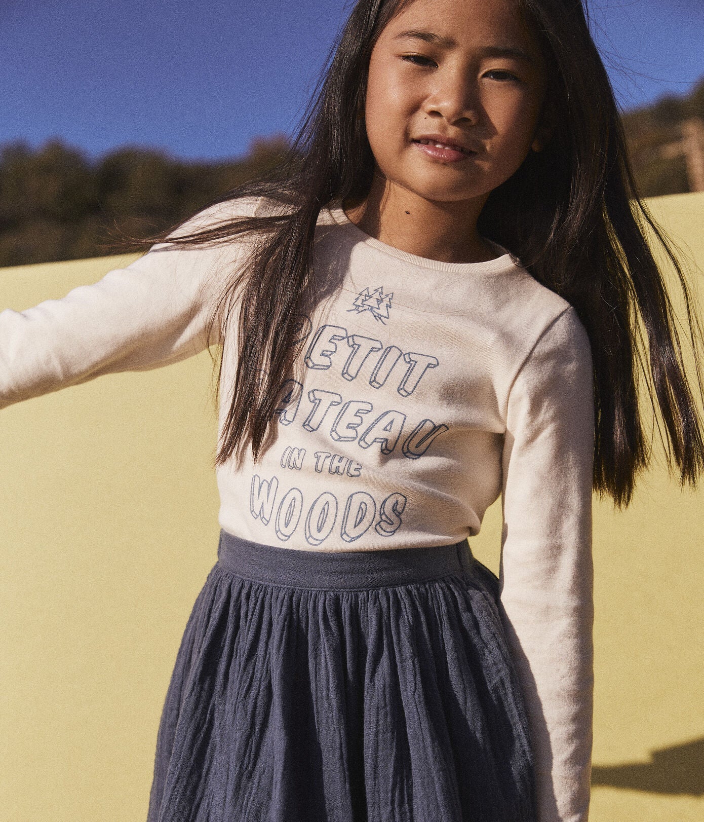 女童象牙白Logo棉T恤