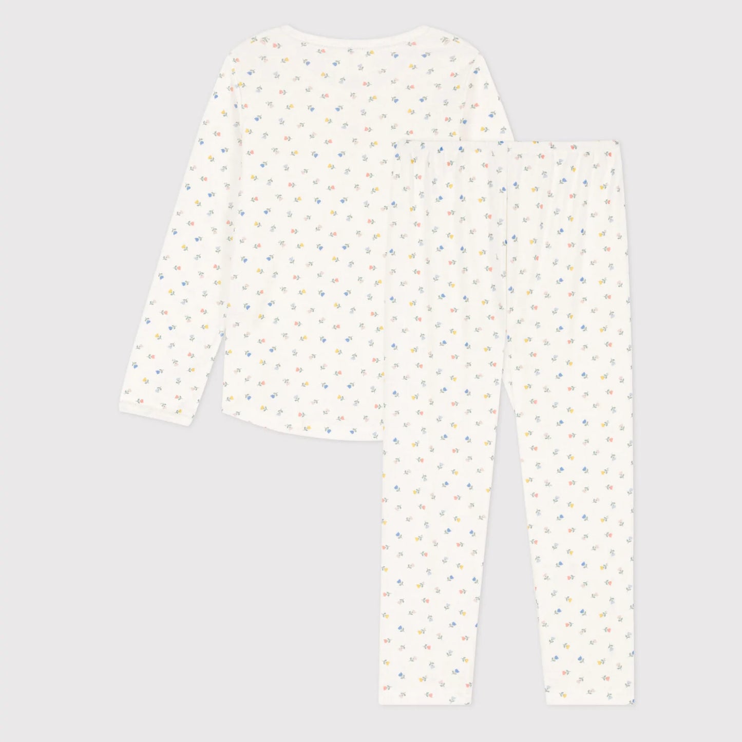 女童白色碎花棉睡衣套装