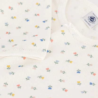 女童白色碎花棉睡衣套装