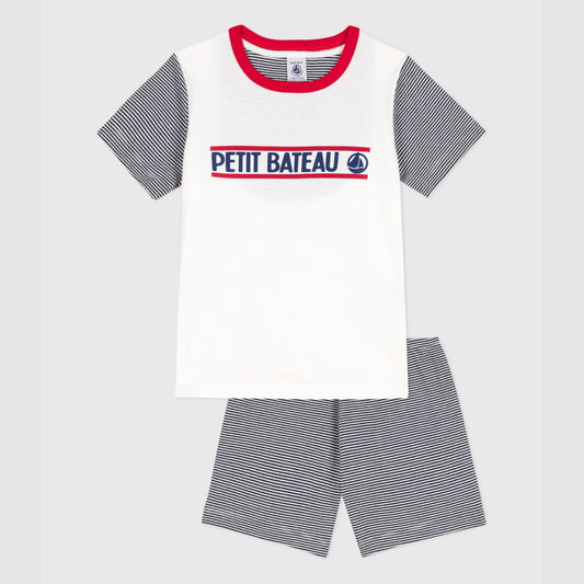 男童黑色条纹棉睡衣套装