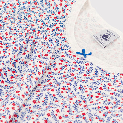 女童蓝色碎花睡衣套装