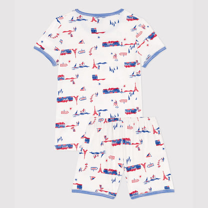 男童白色印花棉睡衣套装