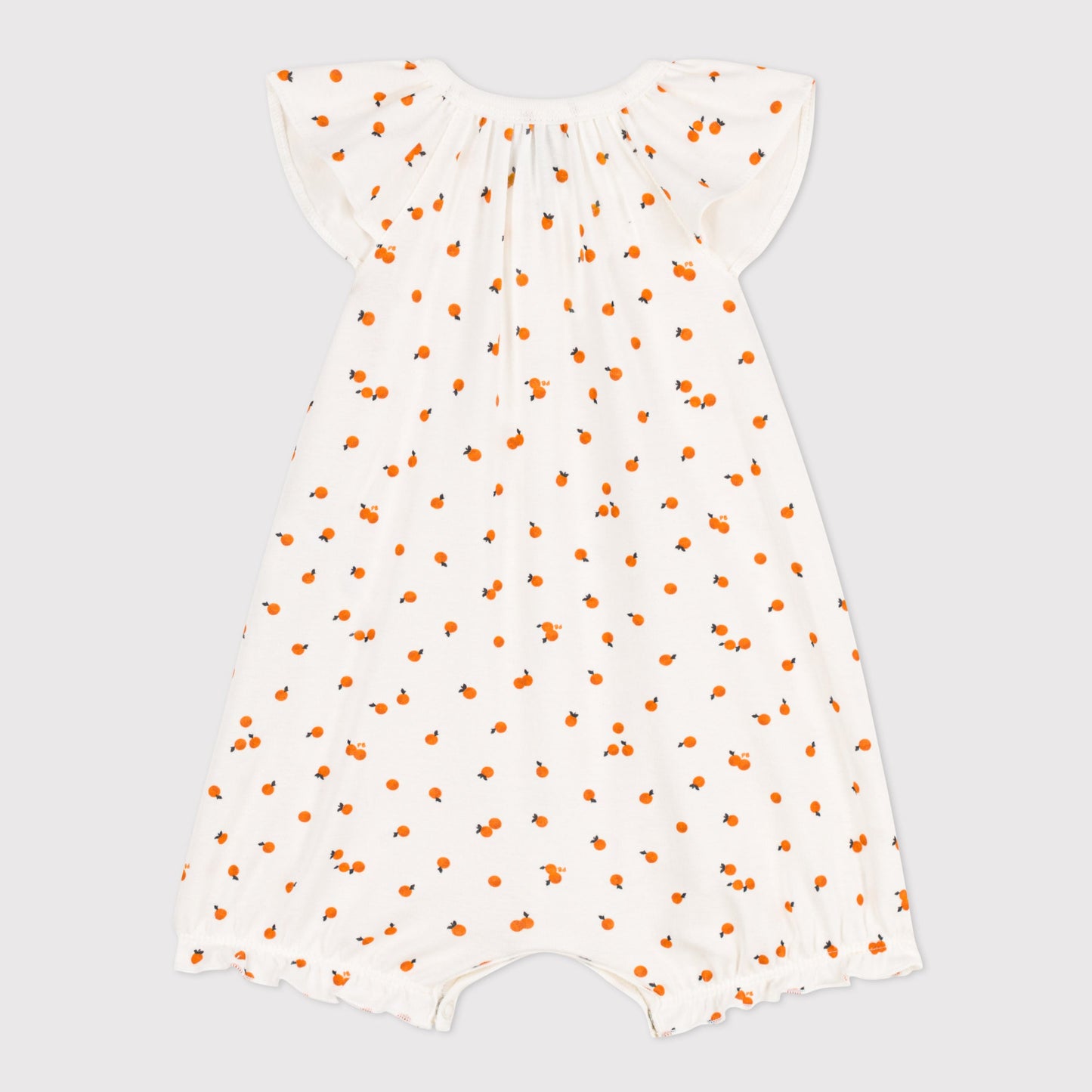 女婴白色橙子印花棉连体衣