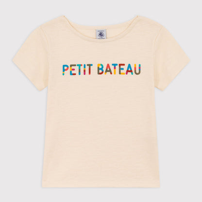 女童白色Logo棉T恤