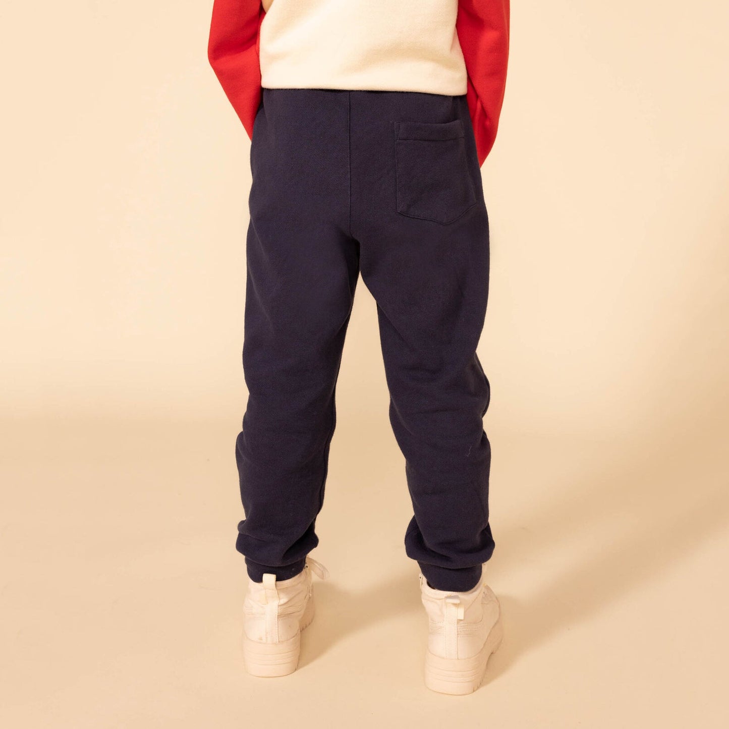 男童藏青色Logo棉长裤