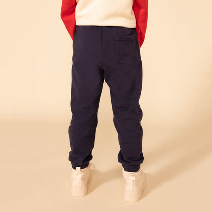 男童藏青色Logo棉长裤