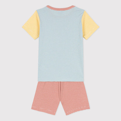 男童蓝色条纹棉睡衣套装