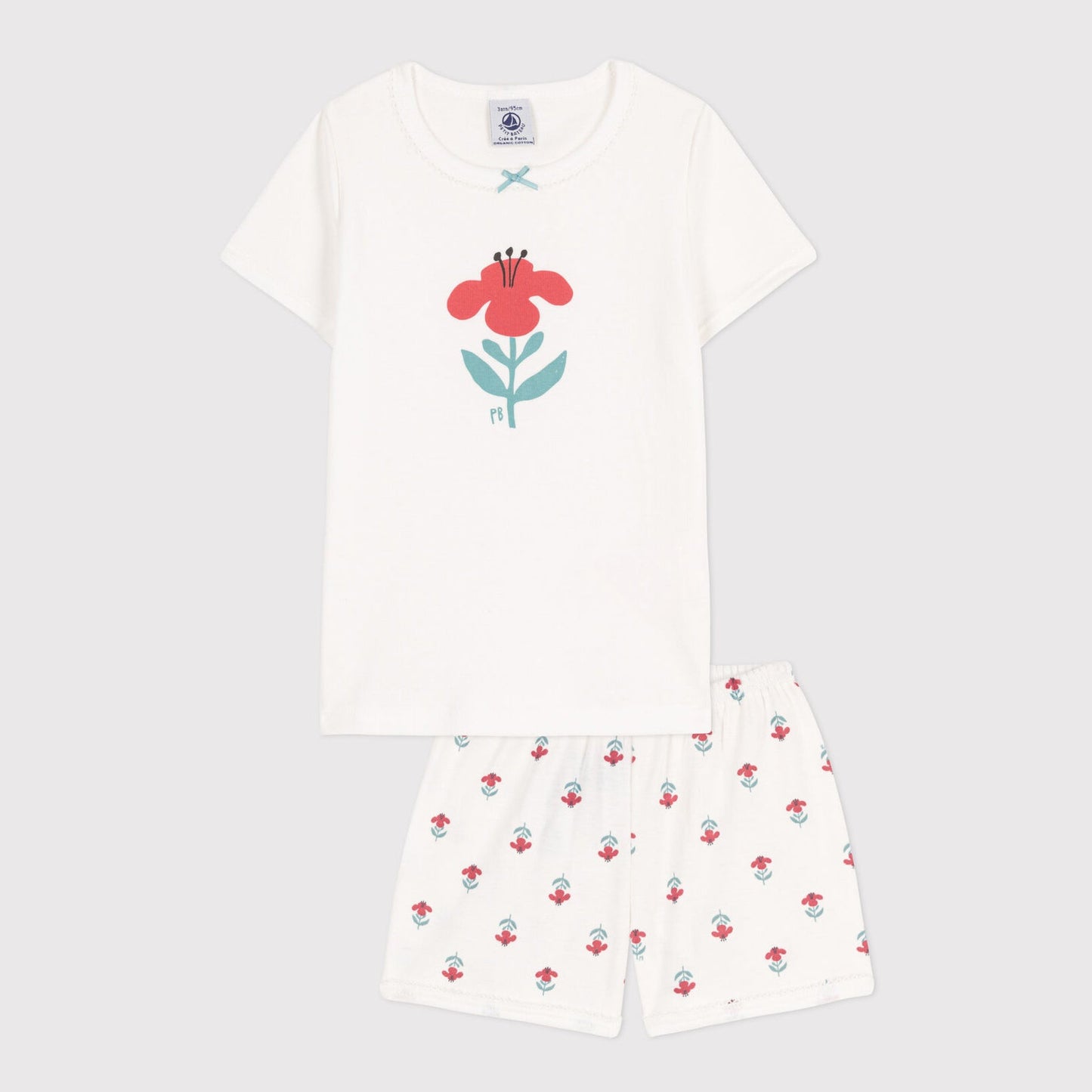 女童白色印花棉睡衣套装