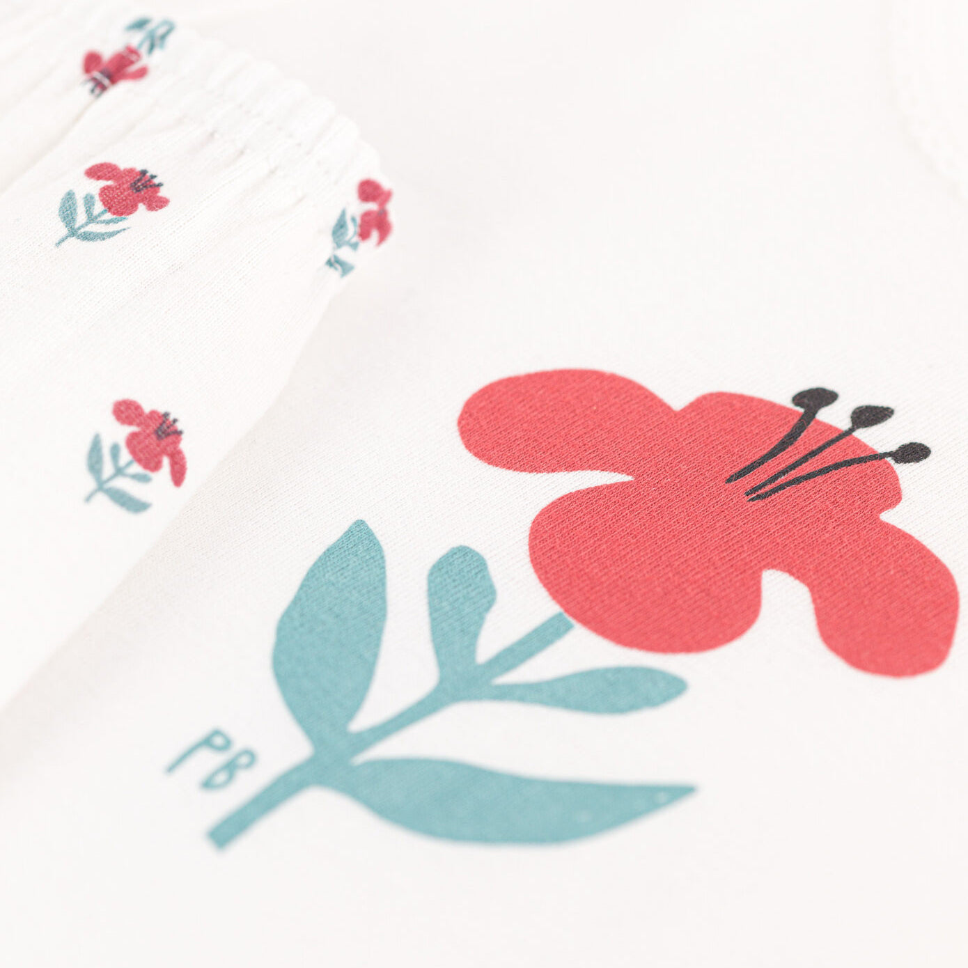 女童白色印花棉睡衣套装