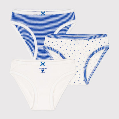 女童蓝色条纹棉内裤套装(3件)