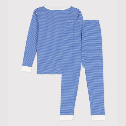 男童蓝色条纹棉睡衣套装