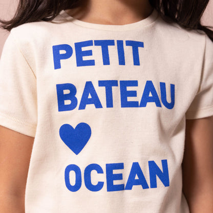 女童白色Logo棉T恤