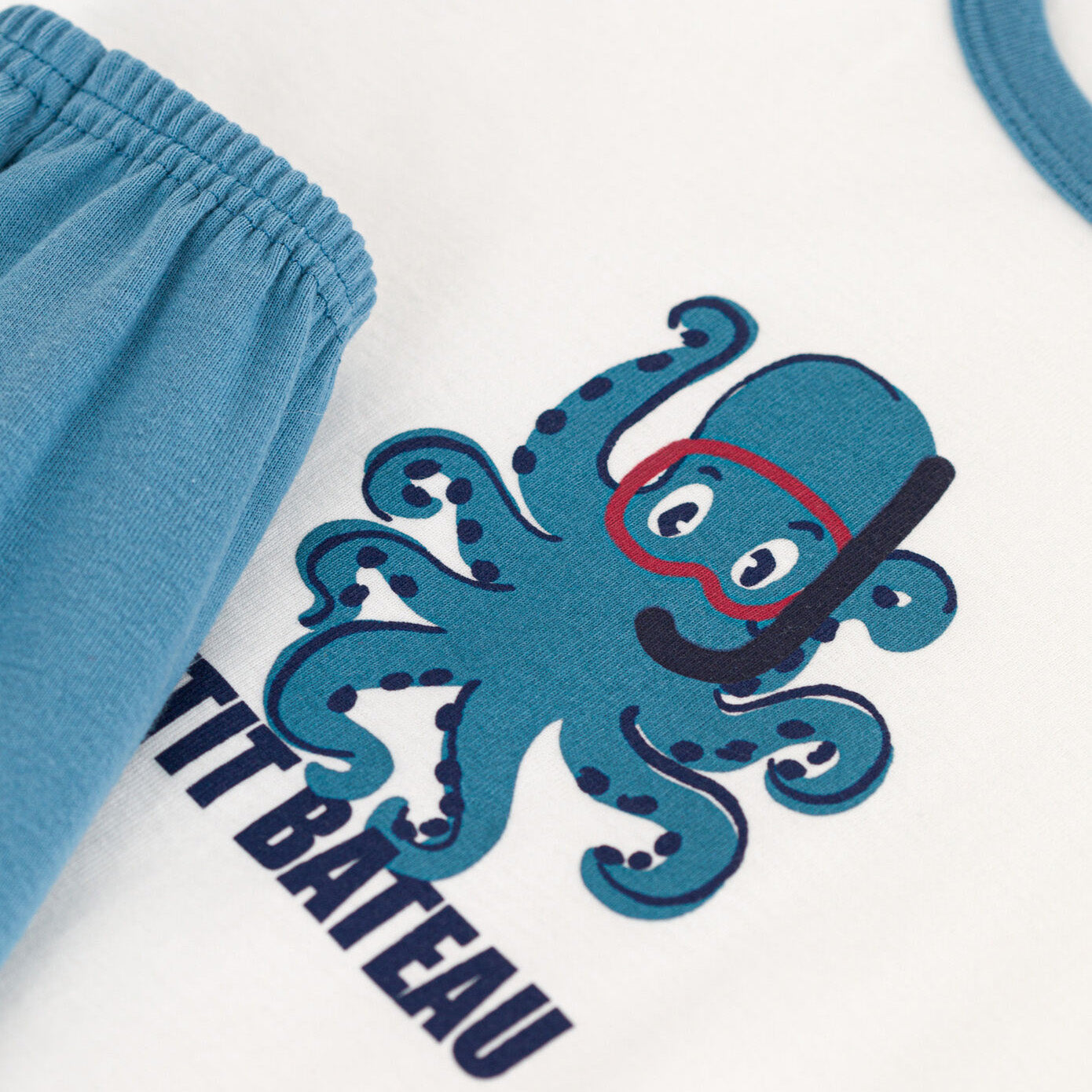 男童蓝色印花棉睡衣套装