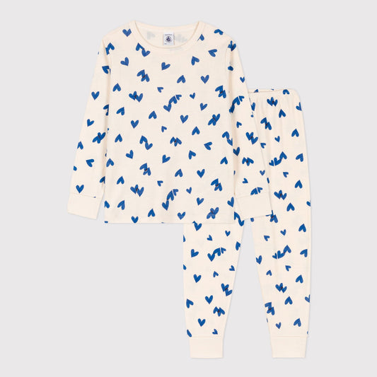 女童白色印花棉睡衣套装