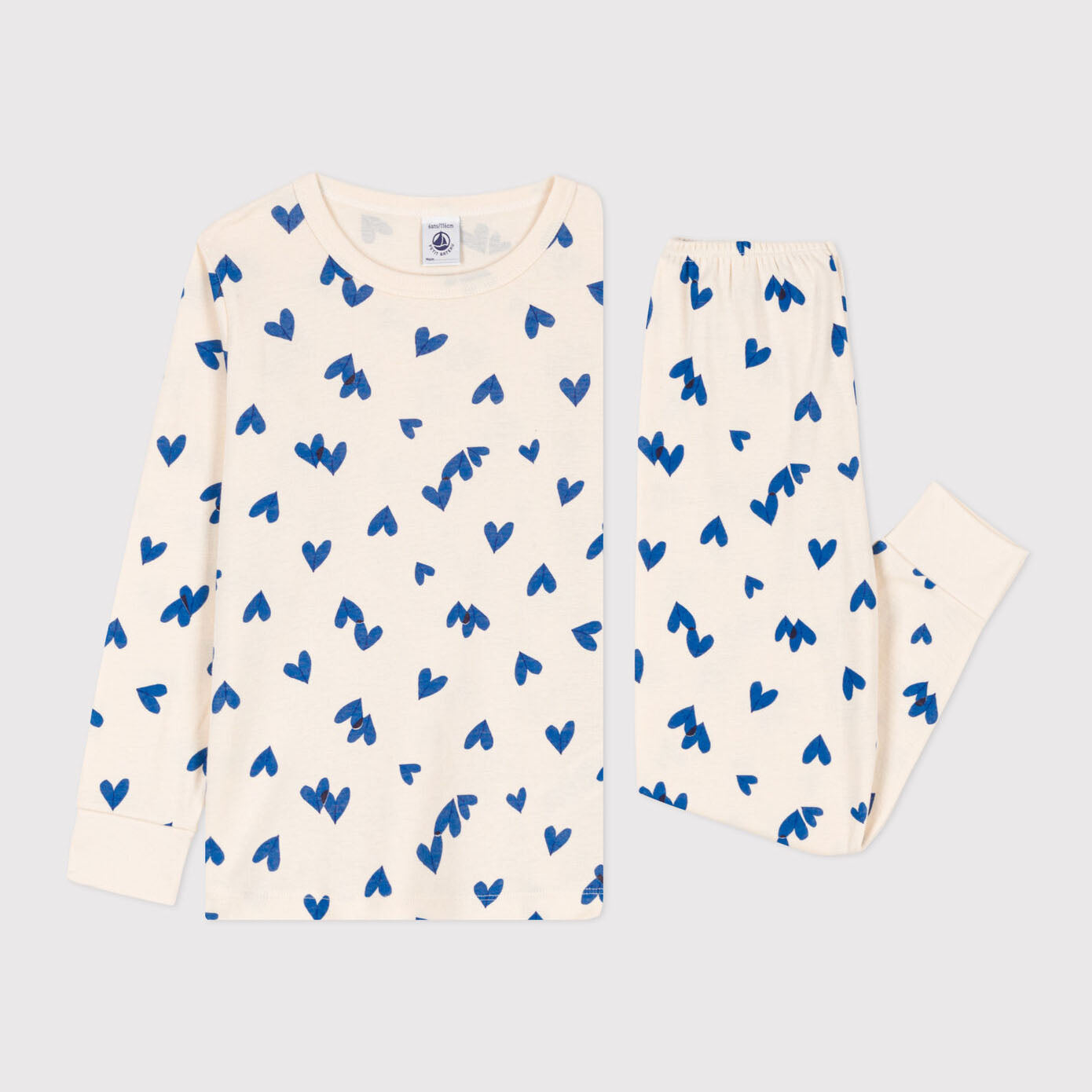 女童白色印花棉睡衣套装