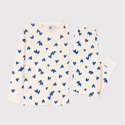 女童白色印花棉睡衣套装