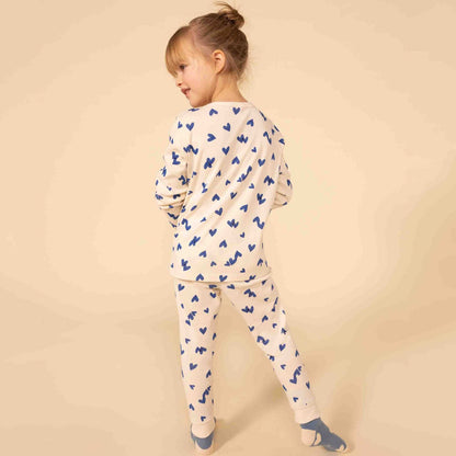 女童白色印花棉睡衣套装