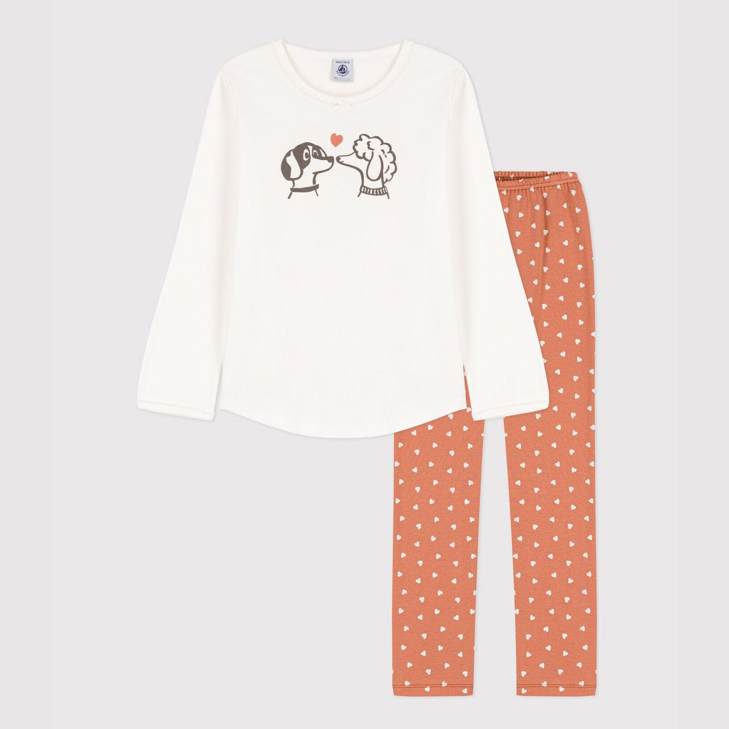 女童白色印花棉睡衣套装