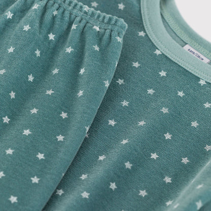 男童绿色星星棉睡衣套装