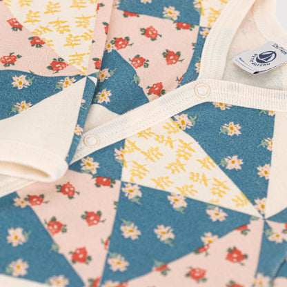 女婴彩色碎花棉连体衣