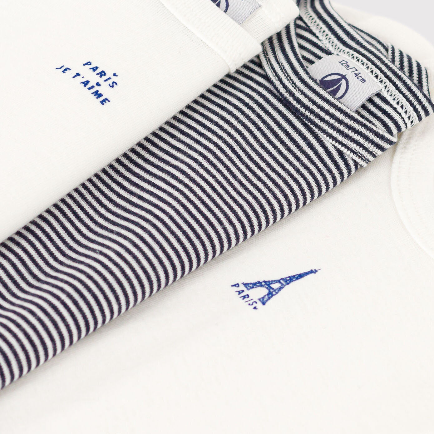 婴儿白色棉连体衣套装(3件)