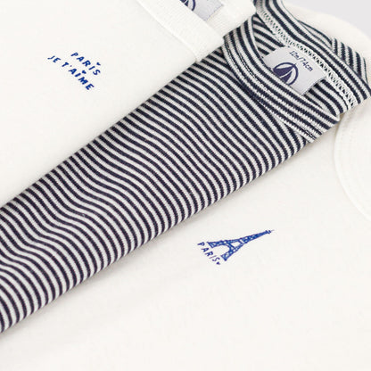 婴儿白色棉连体衣套装(3件)