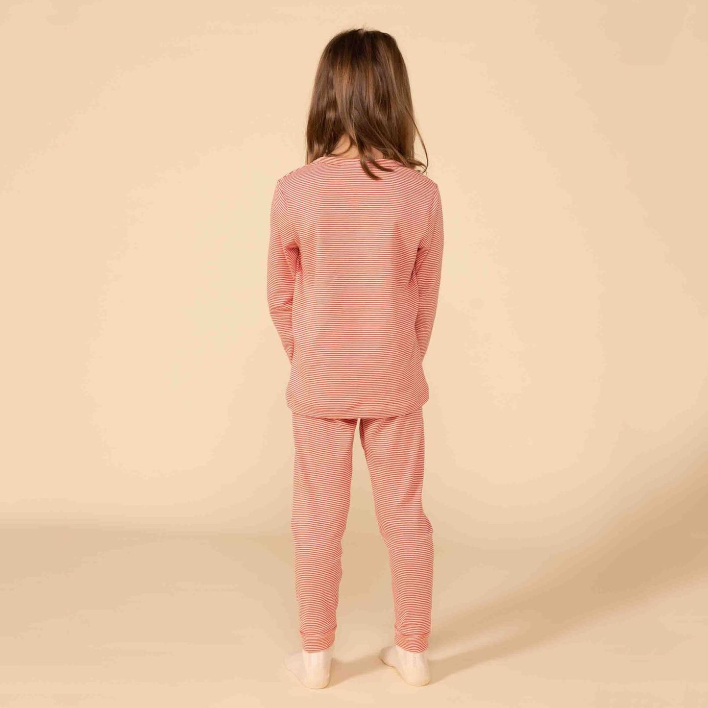 儿童红色条纹棉睡衣套装