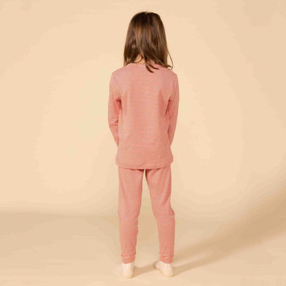 儿童红色条纹棉睡衣套装