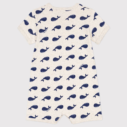 男婴灰色印花棉连体衣