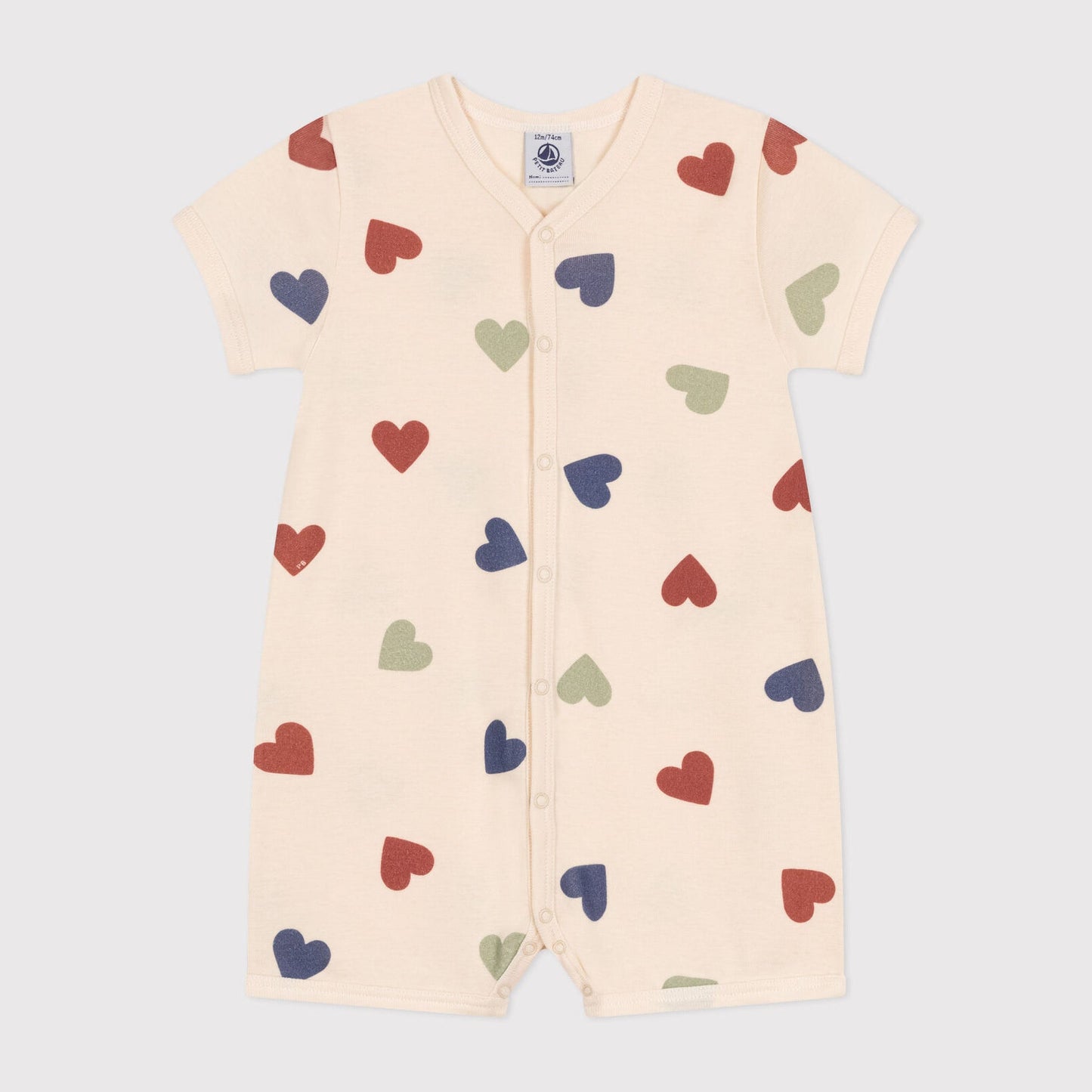 婴儿米白色心形棉连体衣