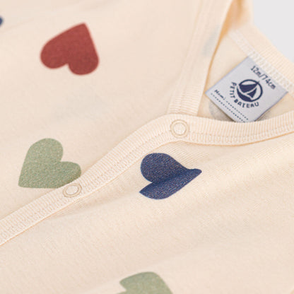 婴儿米白色心形棉连体衣