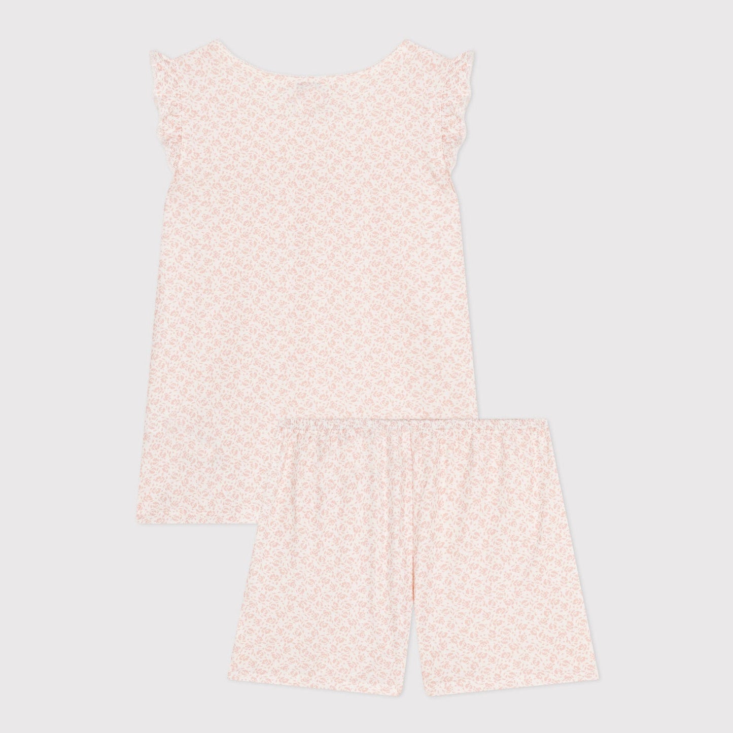 女童粉色碎花棉睡衣套装