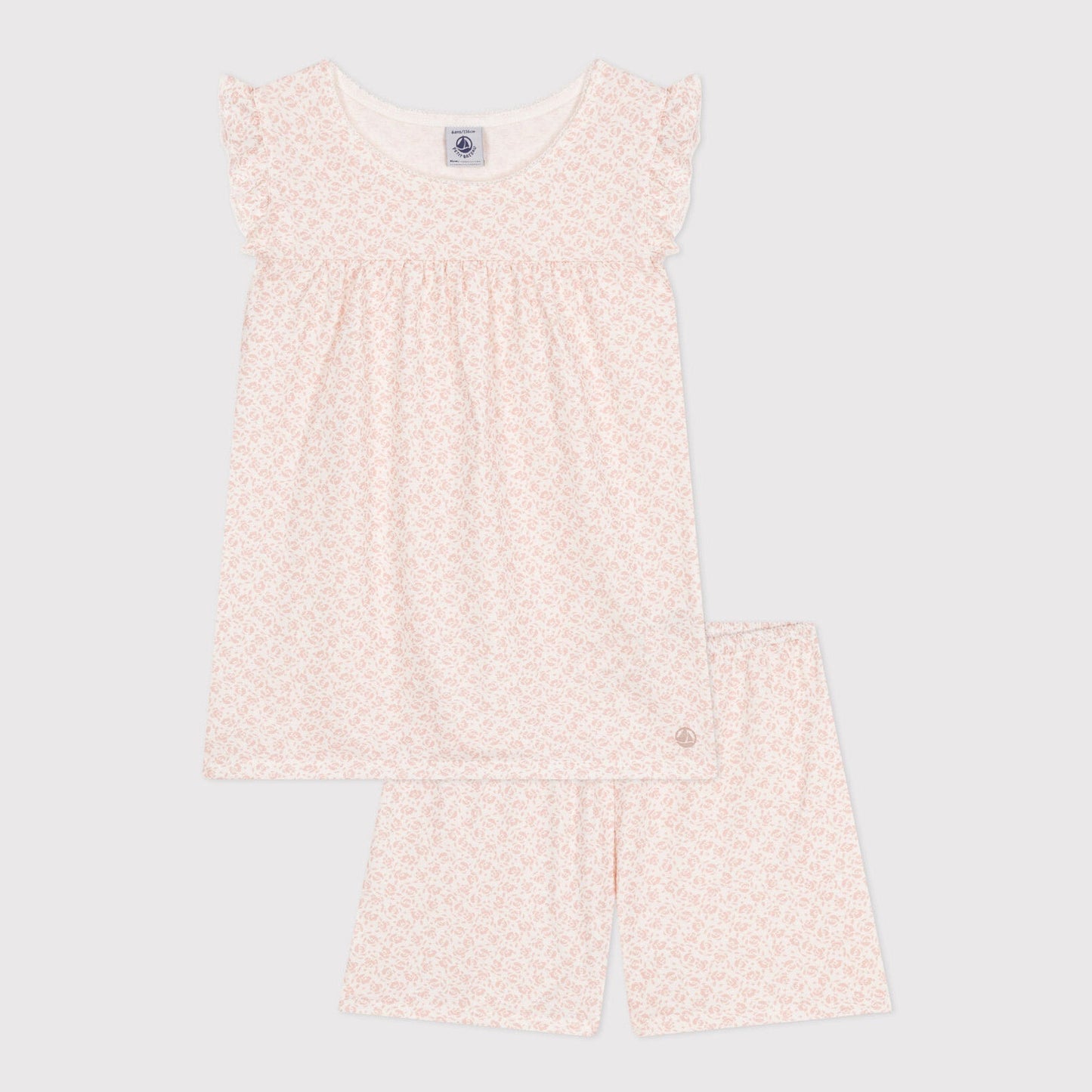 女童粉色碎花棉睡衣套装