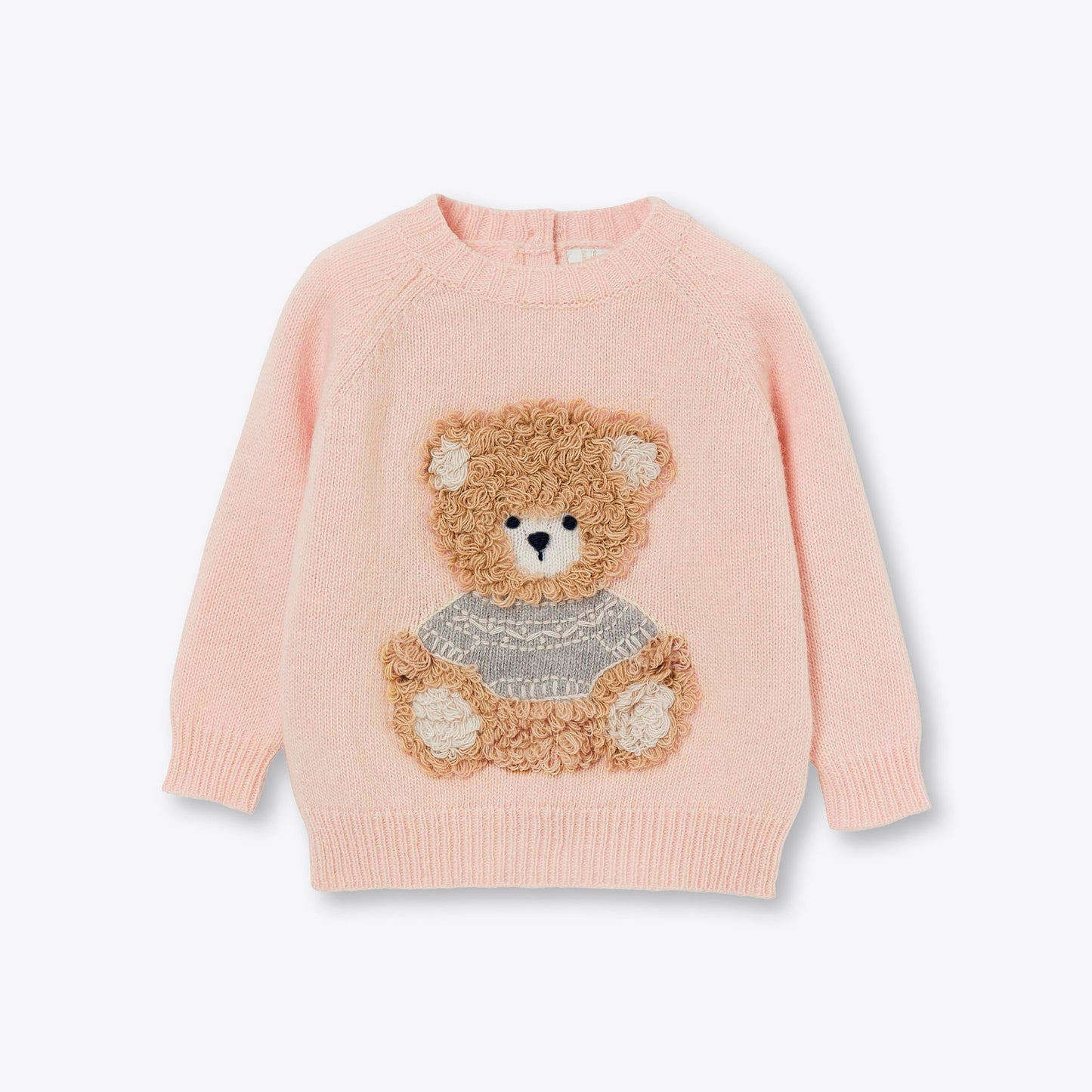 女童粉色小熊羊毛毛衣