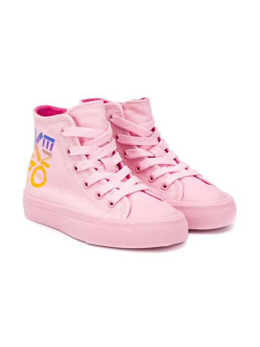 女童粉色Logo帆布鞋