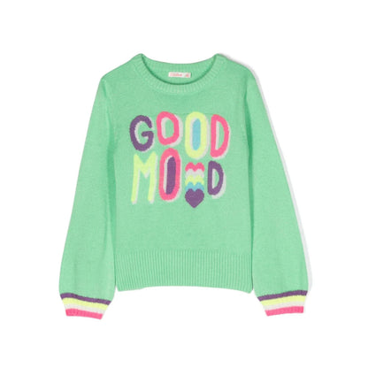 女童绿色针织毛衣