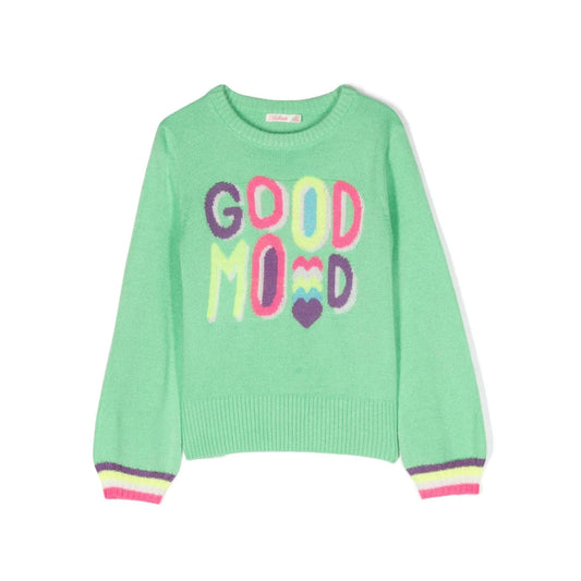 女童绿色针织毛衣