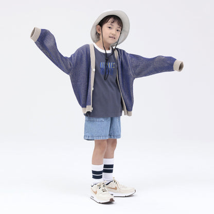 儿童蓝色牛仔短裤