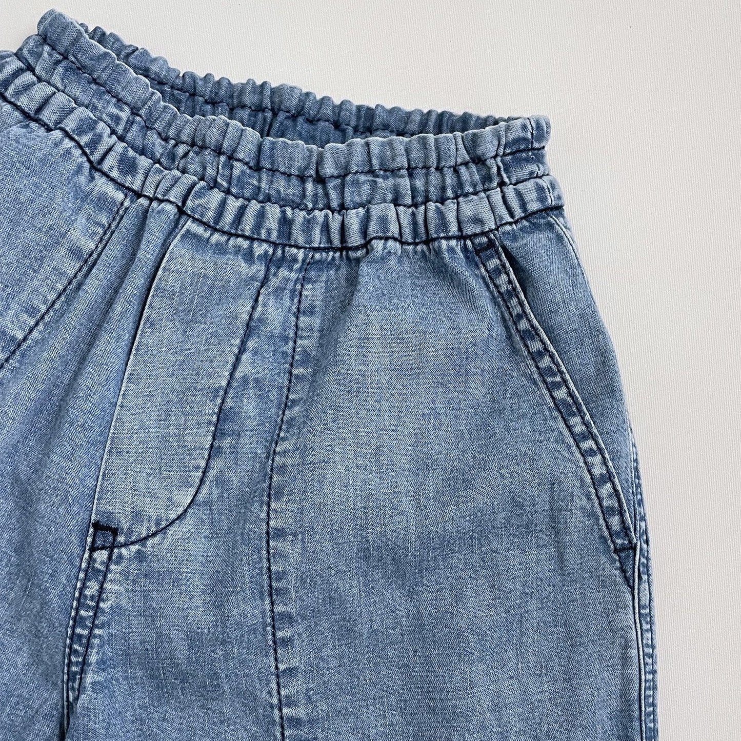 儿童蓝色牛仔短裤